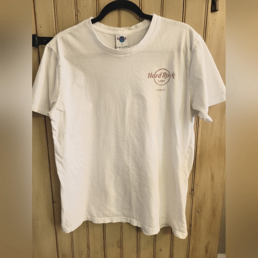 Hard Rock X Pacsun TShirt, White, Short Sleeve, Mens Size Large